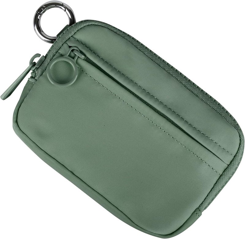 DiDida The Iris Wallet Zip Card Case with ID Window Purses for Women Coin Purse with Zipper Mini Portable Keychain Wallet, Olive Green - Image 2